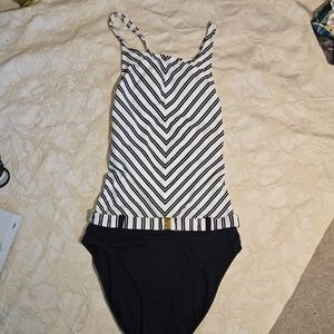 Black and White Striped Swimsuit